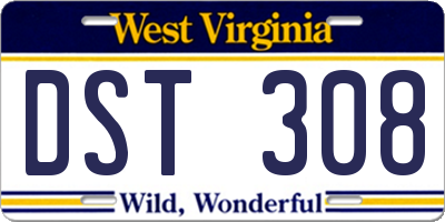 WV license plate DST308