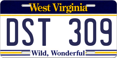WV license plate DST309