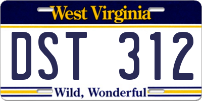 WV license plate DST312