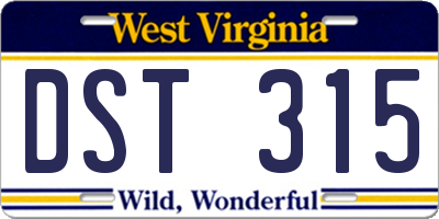 WV license plate DST315