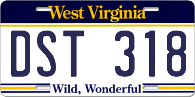 WV license plate DST318
