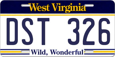 WV license plate DST326