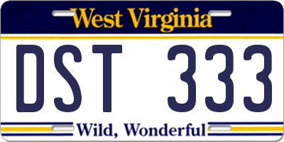WV license plate DST333