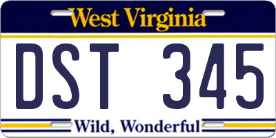 WV license plate DST345