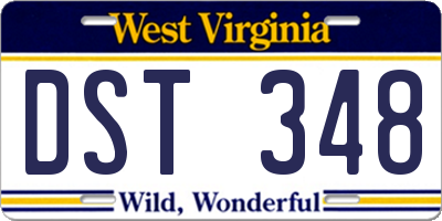 WV license plate DST348