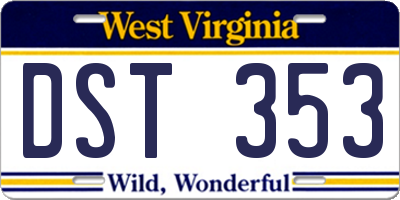 WV license plate DST353