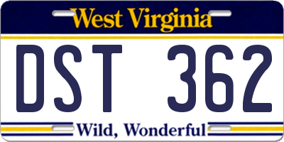 WV license plate DST362