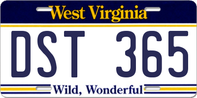 WV license plate DST365
