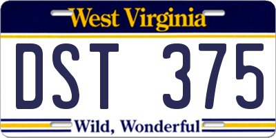WV license plate DST375