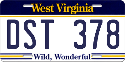 WV license plate DST378