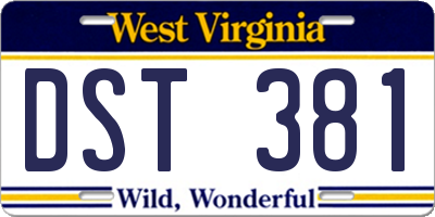 WV license plate DST381
