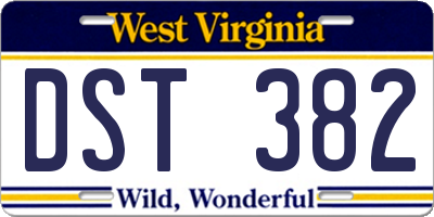 WV license plate DST382