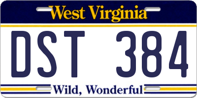 WV license plate DST384