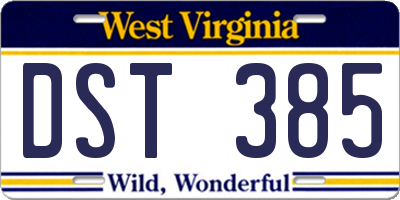 WV license plate DST385