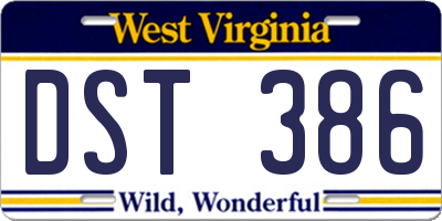 WV license plate DST386