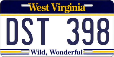 WV license plate DST398