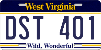 WV license plate DST401