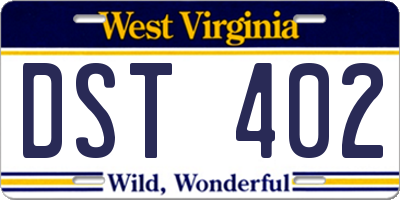 WV license plate DST402
