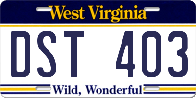 WV license plate DST403