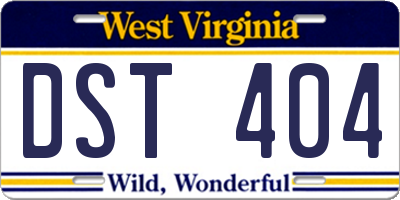 WV license plate DST404