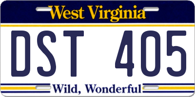 WV license plate DST405