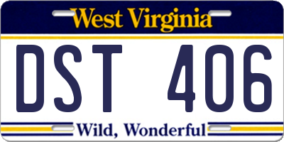 WV license plate DST406