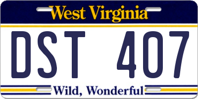 WV license plate DST407