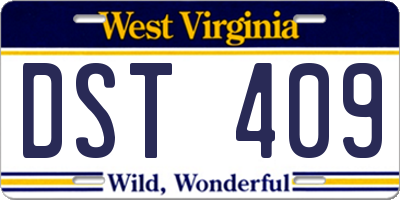 WV license plate DST409