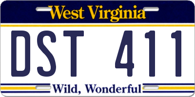 WV license plate DST411