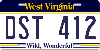 WV license plate DST412
