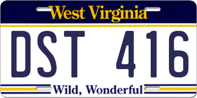 WV license plate DST416