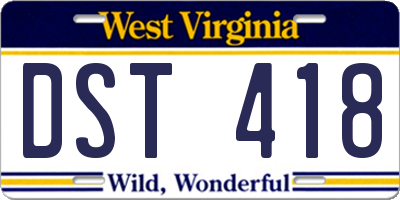 WV license plate DST418