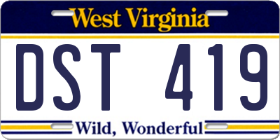 WV license plate DST419