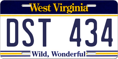 WV license plate DST434