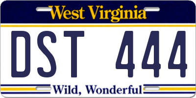 WV license plate DST444