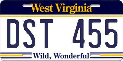 WV license plate DST455