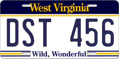WV license plate DST456