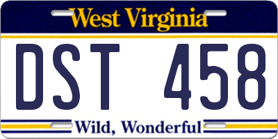 WV license plate DST458