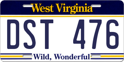 WV license plate DST476