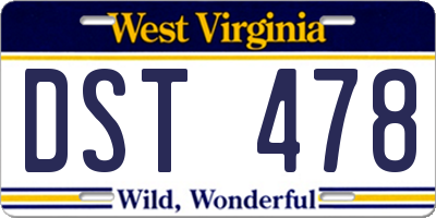 WV license plate DST478