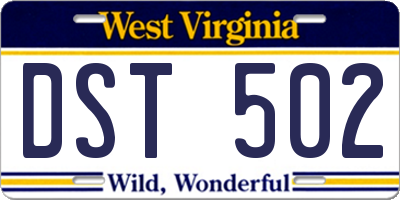 WV license plate DST502