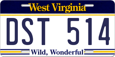 WV license plate DST514