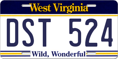 WV license plate DST524