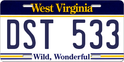 WV license plate DST533