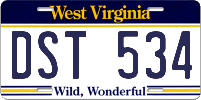 WV license plate DST534