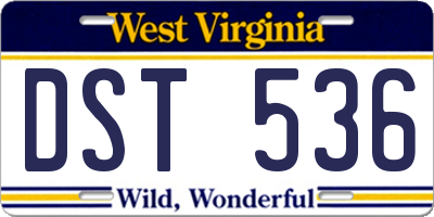 WV license plate DST536