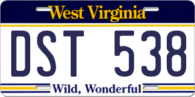 WV license plate DST538