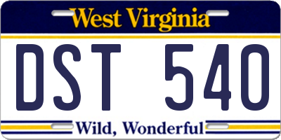 WV license plate DST540