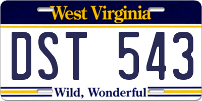WV license plate DST543