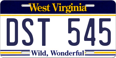 WV license plate DST545